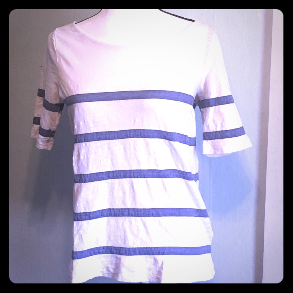3/$25 J Crew Creme and blue stripe top